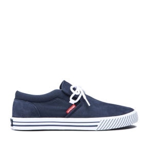 Supra Mens CUBA Navy/White/white Low Top Shoes | CA-44991